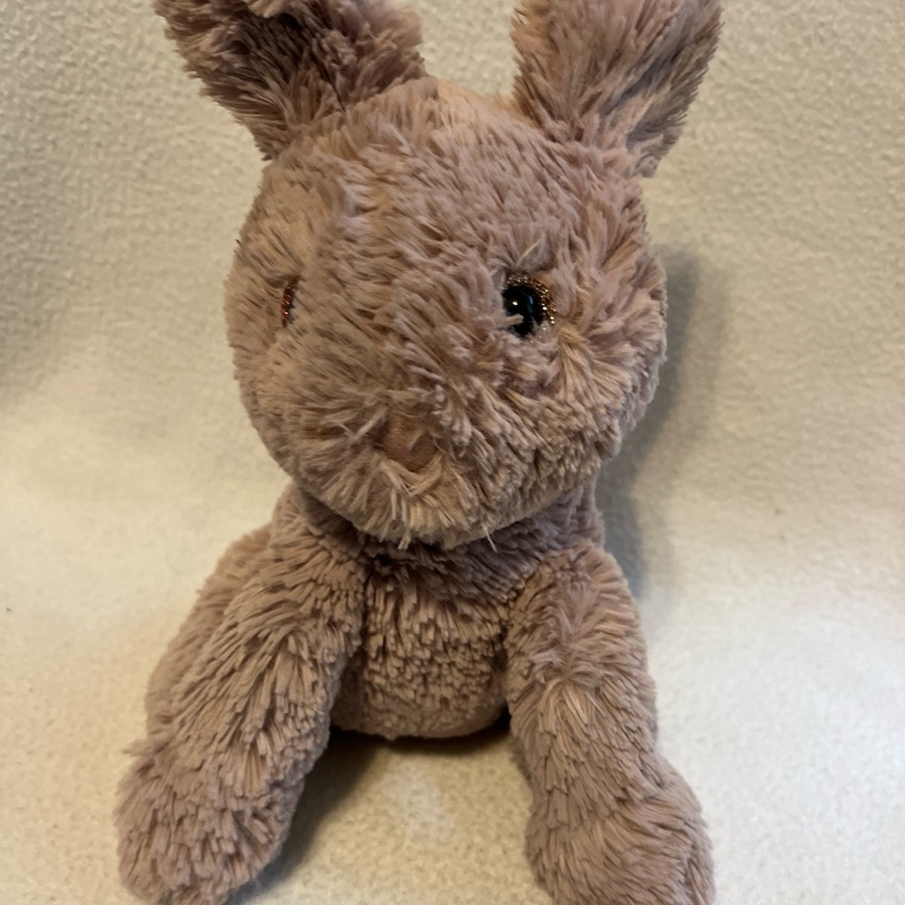 Jellycat Starry Eyed Bunny Sparkle Glitter Eye Brown Plush Toy Stuffed Animal E8 - Picture 4 of 9